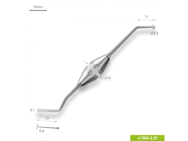 Удлиненная средняя гладилка с штопфером 1304-2,5F