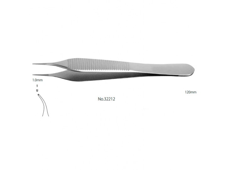 Пинцет стоматологический Micro-Adson изогнутый с крючком, 32212