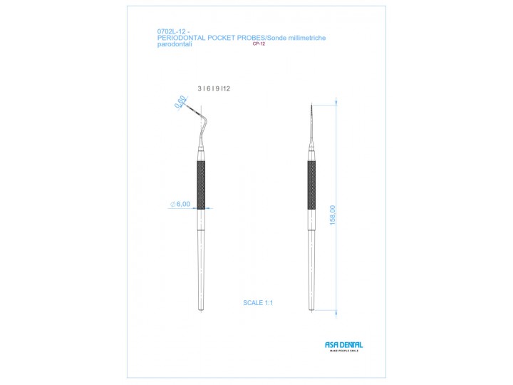 Зонд пародонтологический односторонний 0702L-12