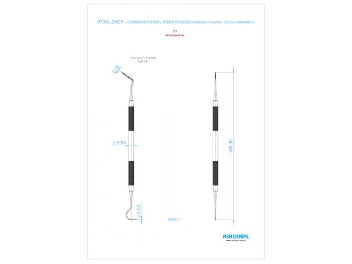 Зонд пародонтологический двусторонний Leonardo 0705L-23GF