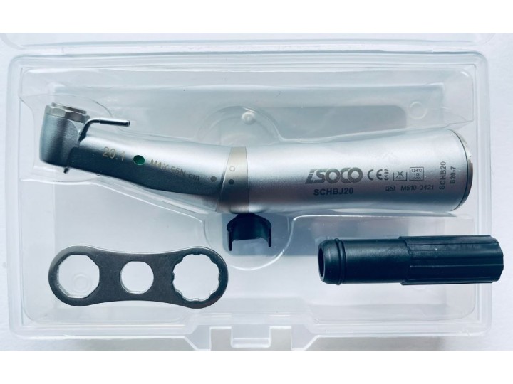Понижающий угловой наконечник для имплантологии с фиброоптикой Soco B20-7 (20:1)