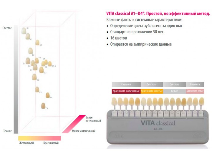 Шкала Vita classical A1-D4 с отбеленными оттенками