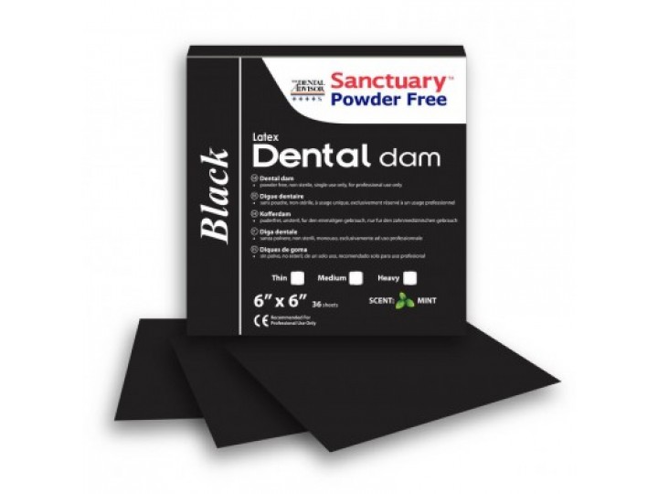 Листы для коффердама латексные черные Sanctuary Black Latex Dental dam