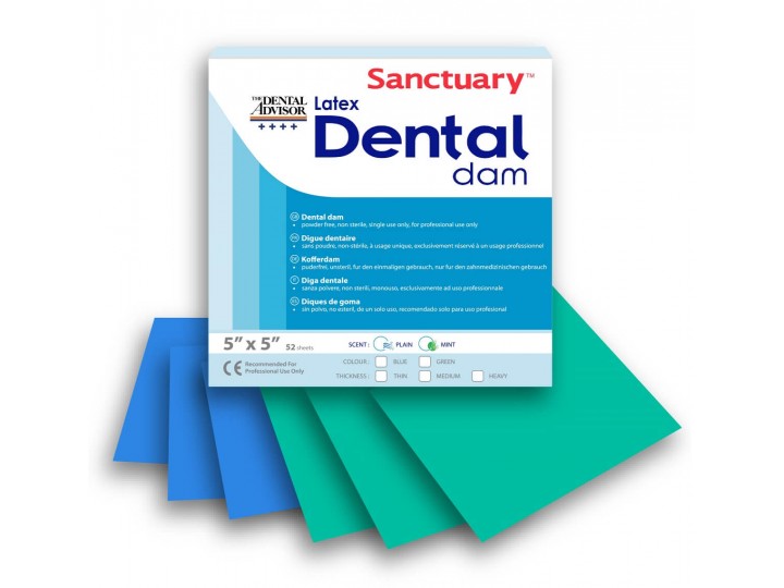 Листы для коффердама детские синие Sanctuary Latex Dental dams