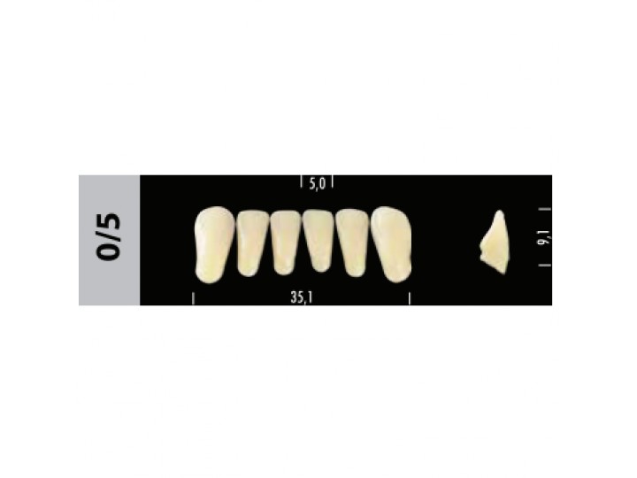 Зубы Super Lux 0/5 фронтальный низ, 6 шт.