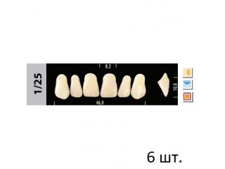 Зубы Super Lux 1/25 фронтальный верх, 6 шт.