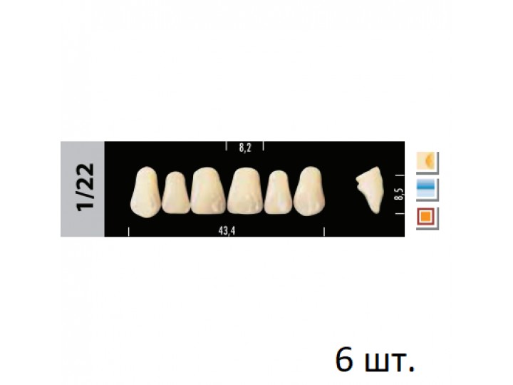 Зубы Super Lux 1/22 фронтальный верх, 6 шт.