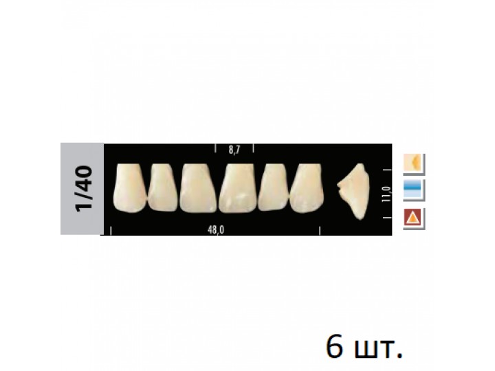 Зубы Super Lux 1/40 фронтальный верх, 6 шт.