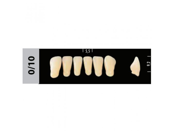 Зубы Super Lux 0/10 фронтальный низ, 6 шт.